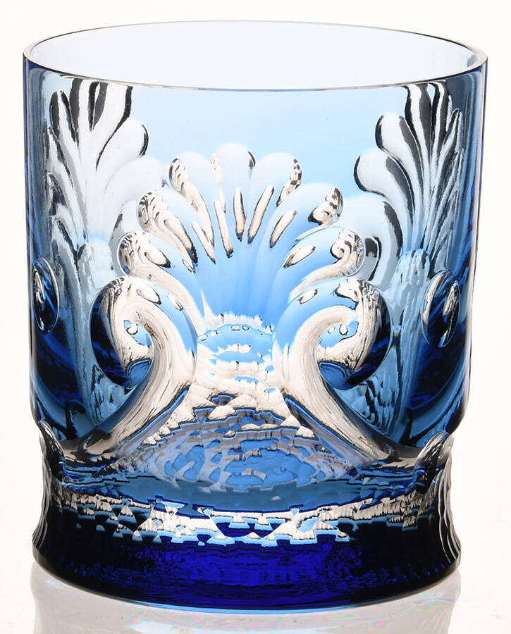 Sculptured Shell Cobalt Blue Double Old Fashioned by Varga-1
