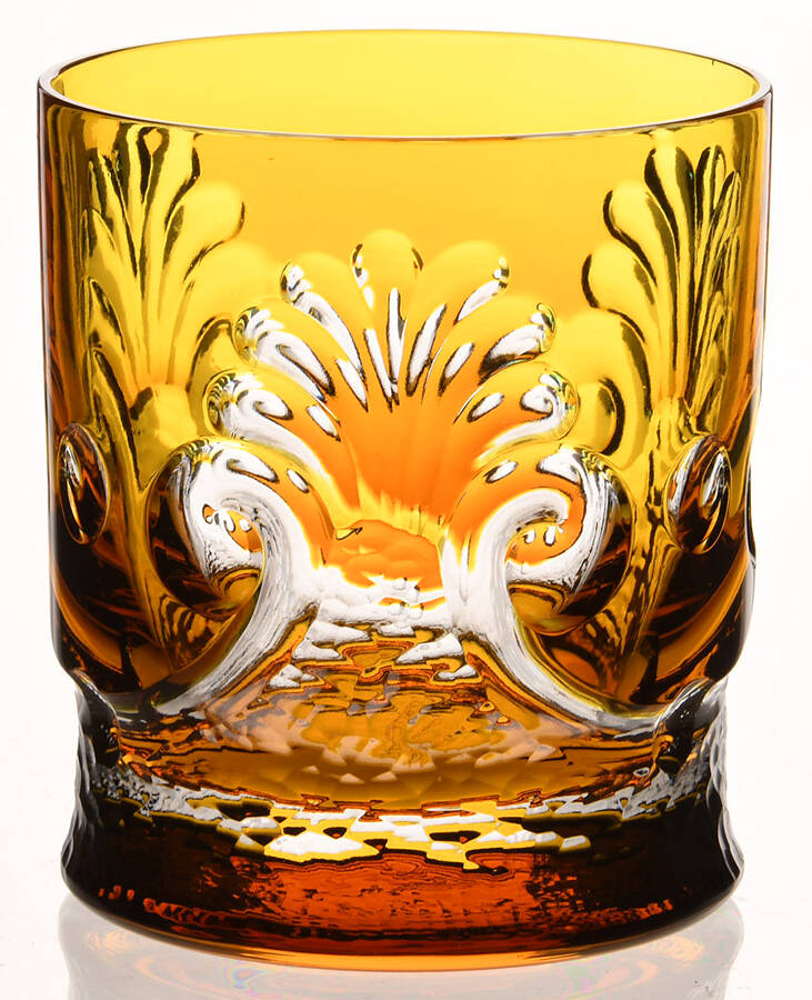 Sculptured Shell Amber Double Old Fashioned by Varga-1