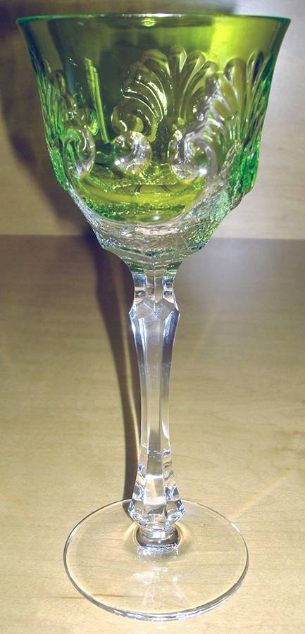 Sculptured Shell Yellow Green Wine Hock by Varga-1