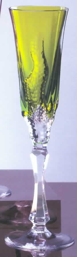 Sculptured Yellow Green Fluted Champagne by Varga-1
