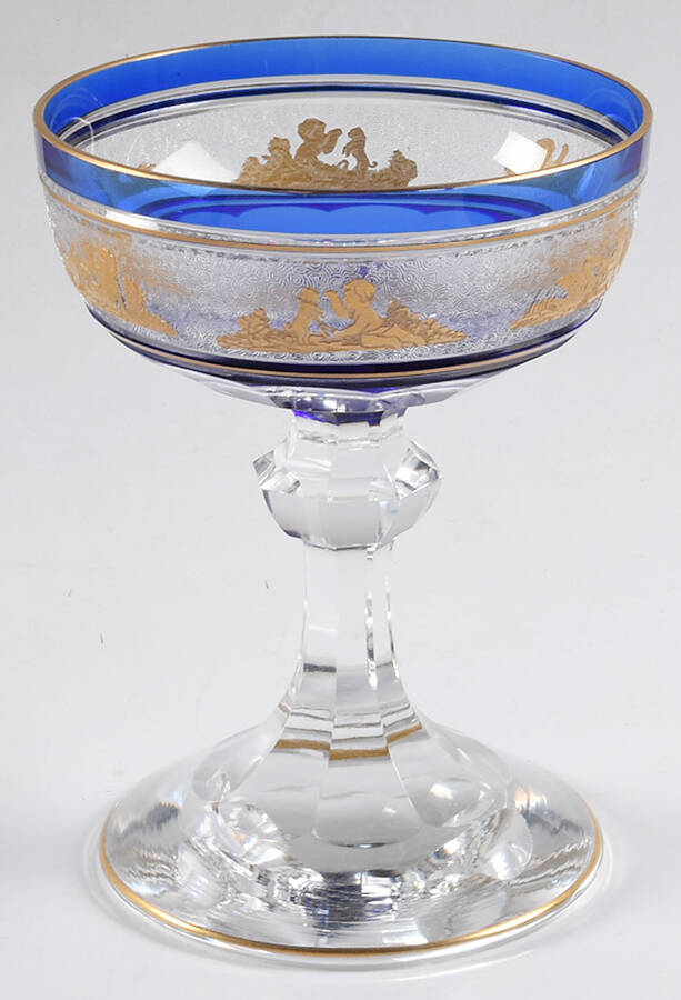 Danse de Flore Cobalt Champagne/Tall Sherbet by Val St Lambert-1