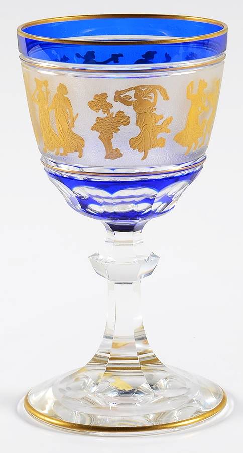 Danse de Flore Cobalt Wine Glass by Val St Lambert-1