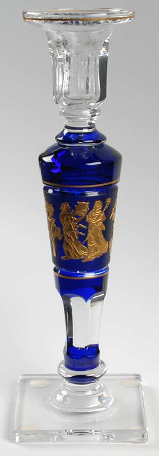 Danse de Flore Cobalt Candlestick/Sg Lt- 12" (Set/2) by Val St Lambert-1
