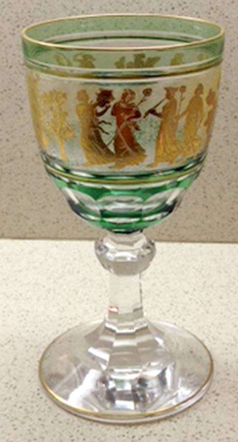 Danse de Flore Green Water Goblet by Val St Lambert-1