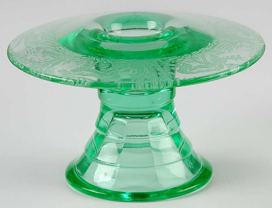 Black Forest Green Single Light Candlestick by Paden City-1
