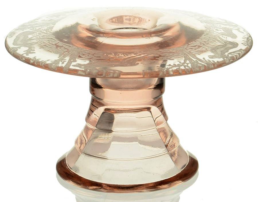 Black Forest Pink 2" Single Light Candlestick by Paden City-1