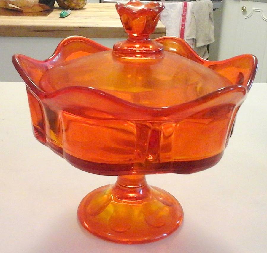 Epic Six Petal Persimmon (Orange) 3-Part Candy Dish with Lid by Viking-1
