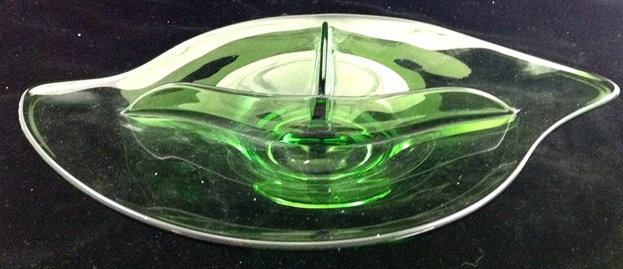 Epic Green 12" Oblong 3 Part Celery/Relish by Viking-1