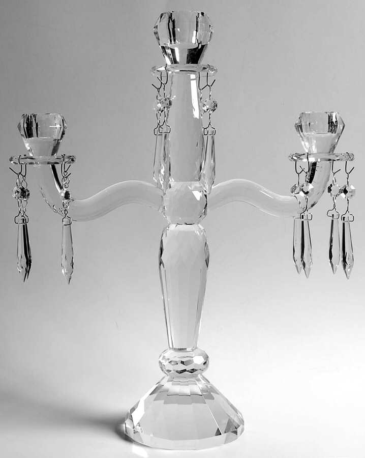 Retro Accessories 3 Light Candelabra w/Attached Bobeches & 12 Prisms by Villeroy & Boch-1