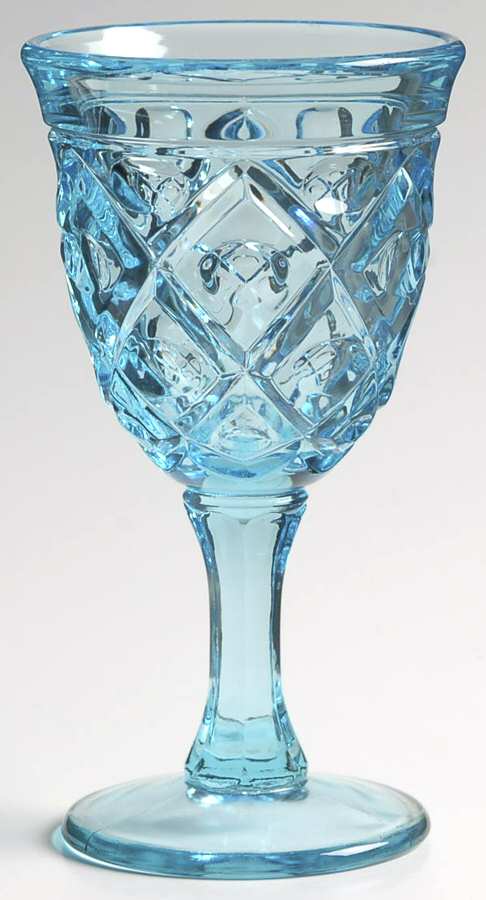 Diamond and Thumbprint Light Blue Wine Glass by Viking-1
