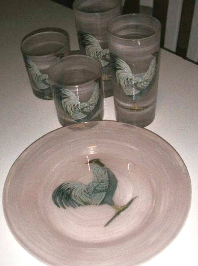 Rooster Glass Dinner Plate by Vietri-1