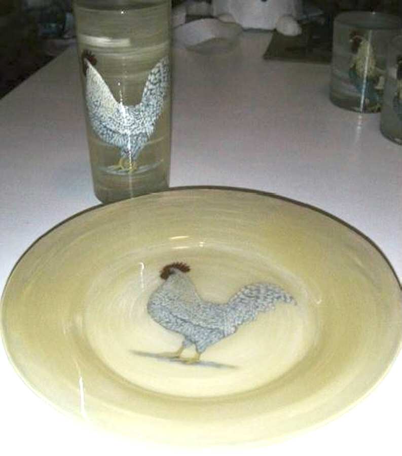 Rooster Glass Dinner Plate by Vietri-1