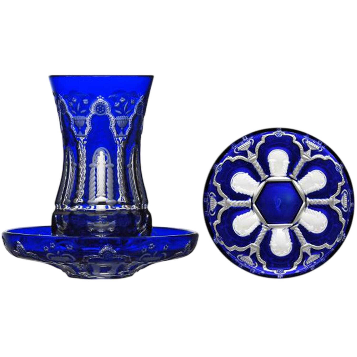Athens Cobalt Blue Arabic Cup & Saucer by Varga-1