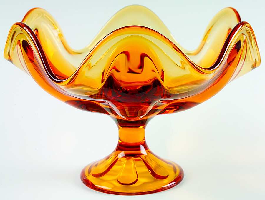 Epic Six Petal Amber Round Compote (Height X Width) by Viking-1