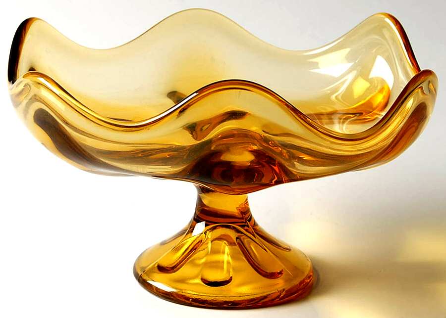 Epic Six Petal Amber Round Compote (Height X Width) by Viking-1