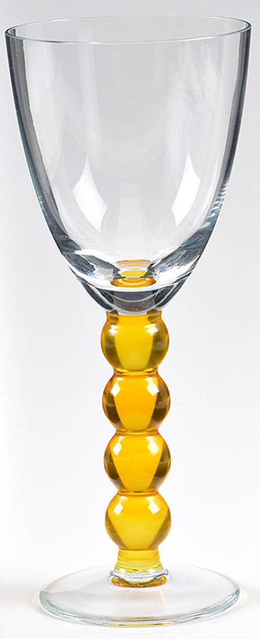 Celebration (Clear Bowl, Various Color Stem) Amber Water Goblet by Vietri-1