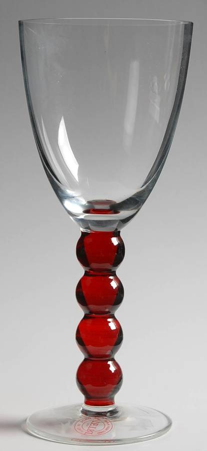 Celebration (Clear Bowl, Various Color Stem) Red Water Goblet by Vietri-1