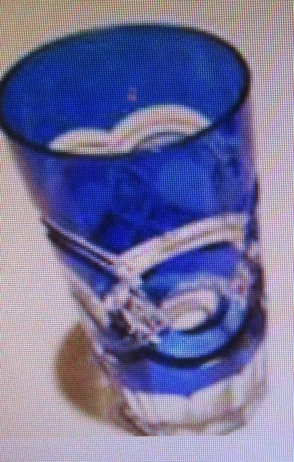 VAS46 (Various Colors) Cobalt Blue Flat Tumbler by Val St Lambert-1