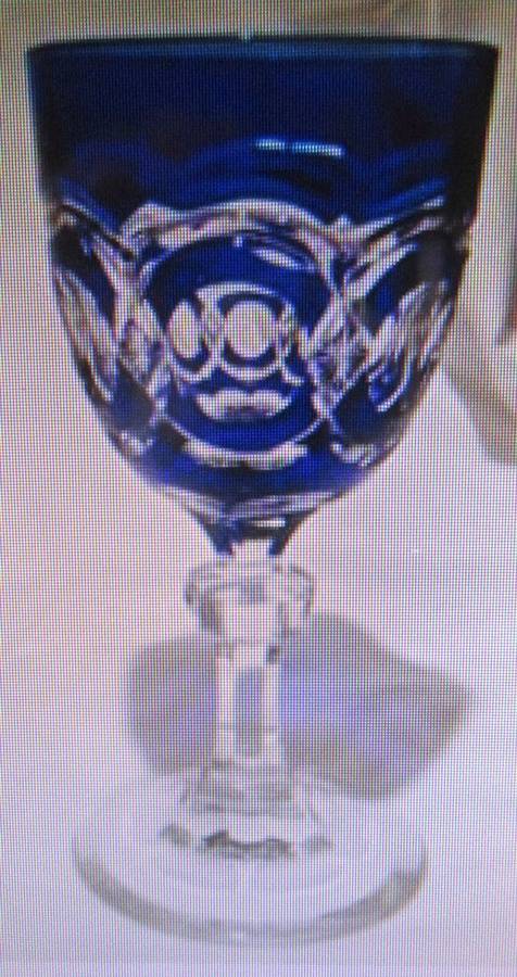 VAS46 (Various Colors) Cobalt Blue Water Goblet by Val St Lambert-1