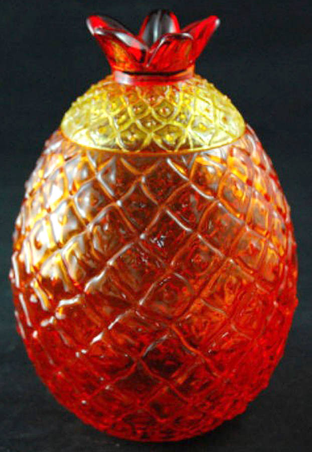 Yesteryear Amberina Pineapple Jar & Lid by Viking-1