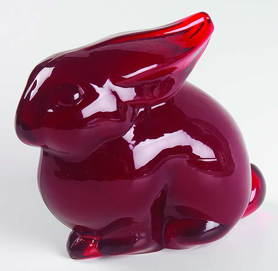 Heisey Animals & Figurines Ruby Mother Rabbit by Viking-1