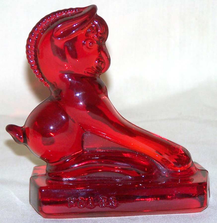 Heisey Animals & Figurines Colt-Balking-Ruby by Viking-1