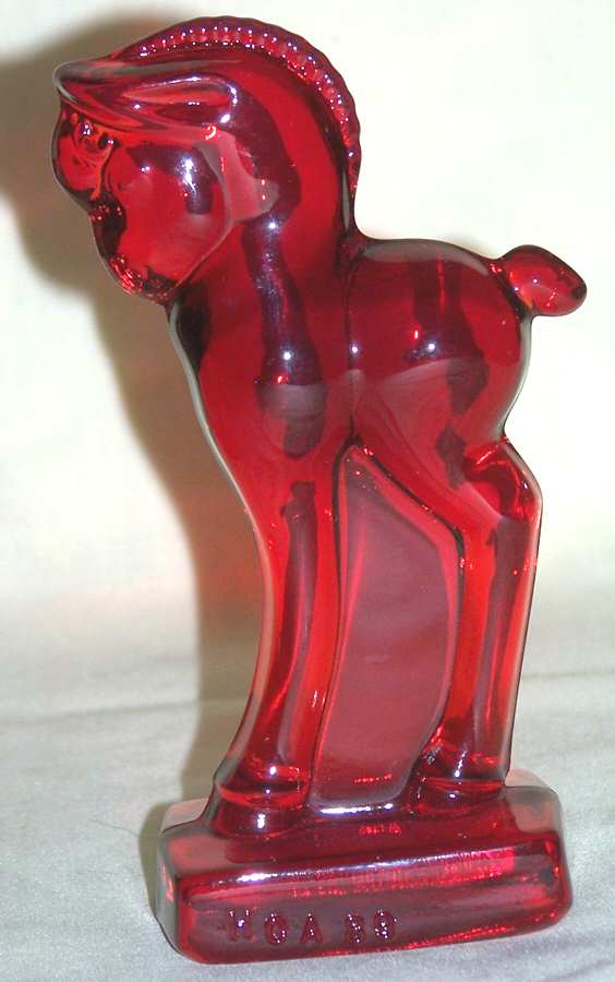 Heisey Animals & Figurines Colt-Standing-Ruby by Viking-1