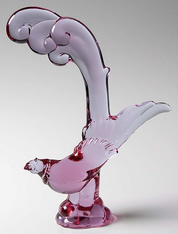 Heisey Animals & Figurines Lavender Ice Asiatic Pheasant by Viking-1