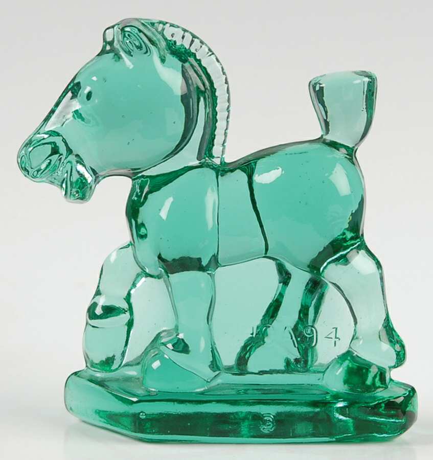 Heisey Animals & Figurines Oscar (Plug Horse)-Green Mist by Viking-1