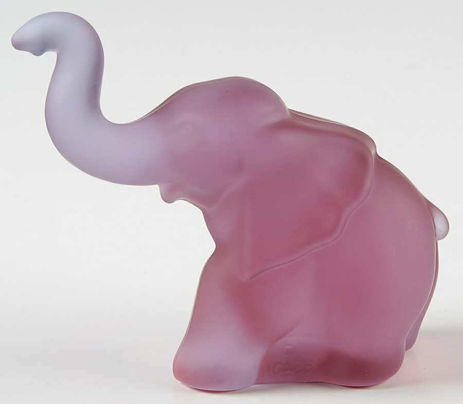 Heisey Animals & Figurines Small Frosted Lavendar Ice Elephant by Viking-1