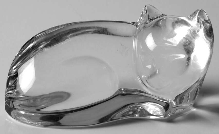 Animals & Figurines Small Clear Cat by Val St Lambert-1