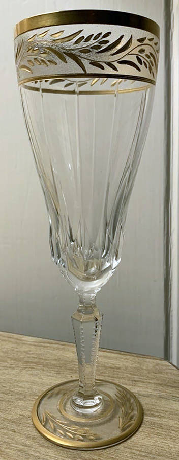 Treves Dore (Gold Encrusted, Frosted) Fluted Champagne by Val St Lambert-1
