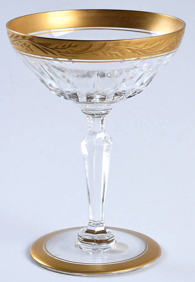 Treves Dore (Wide Gold Encrusted) Champagne/Tall Sherbet by Val St Lambert-1