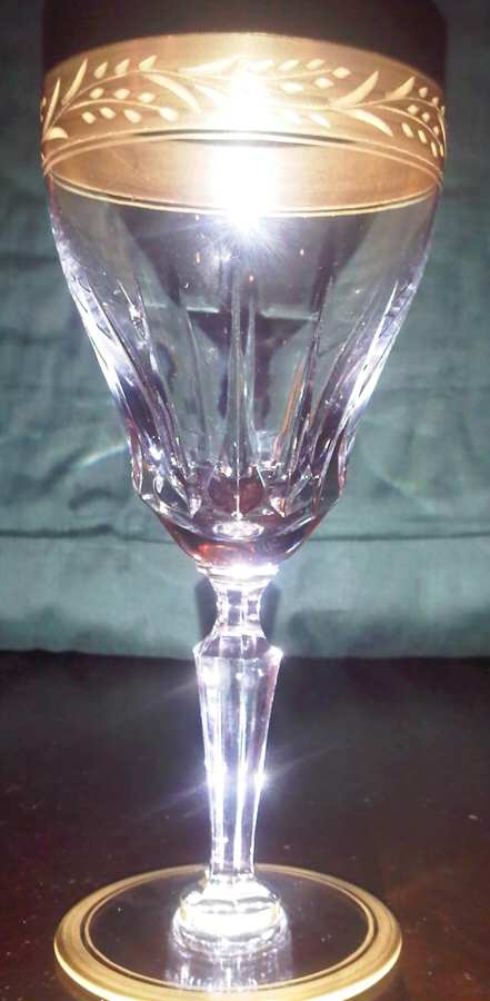 Treves Dore (Wide Gold Encrusted) Water Goblet by Val St Lambert-1