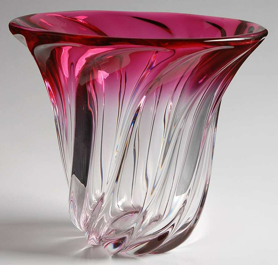 Free Form 6" Rose Torsade Vase by Val St Lambert-1