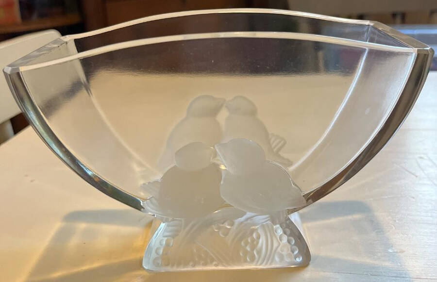 Clear Frosted France Lovebird Vase by Verlys-France-1