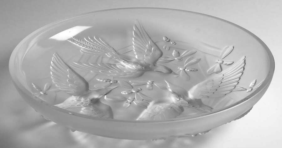 Clear Frosted France Birds Bowl by Verlys-France-1