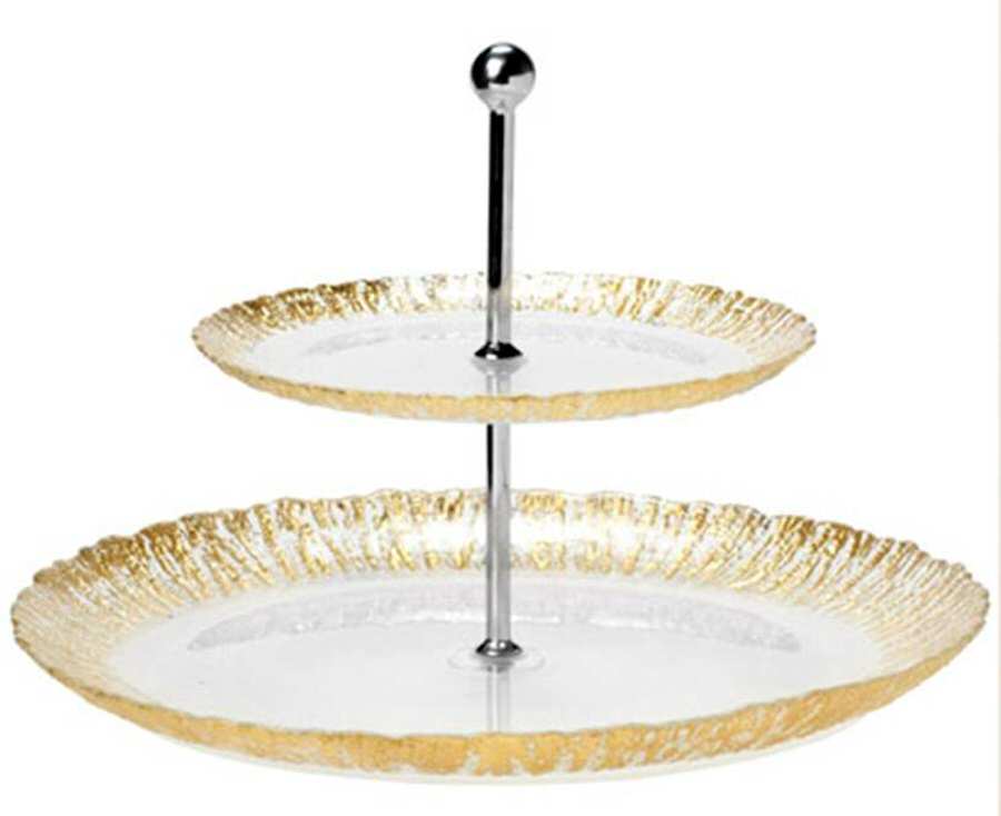 Rufolo Gold 2 Tier Serving Tray by Vietri-1