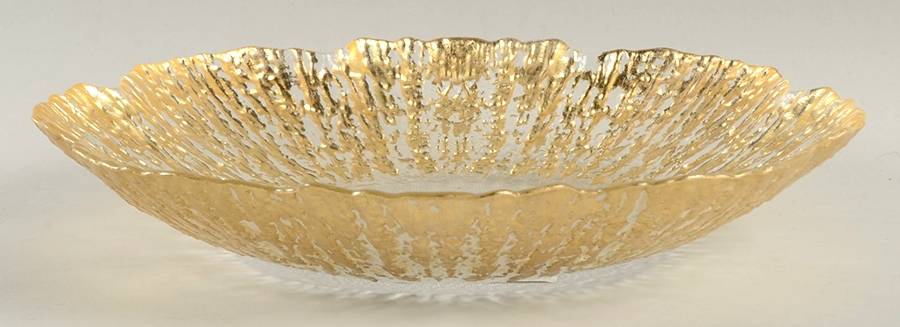 Rufolo Gold 9" Shallow Round Bowl by Vietri-1