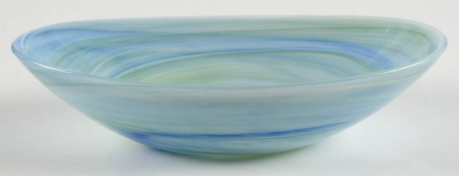 Alabaster Glass Aquamarine 8" Oval Bowl by Vietri-1