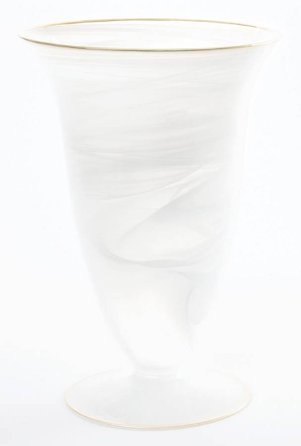 Alabaster Glass (White) 13" Footed Vase by Vietri-1
