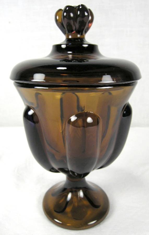 Epic Six Petal Brown Candy Dish & Lid by Viking-1