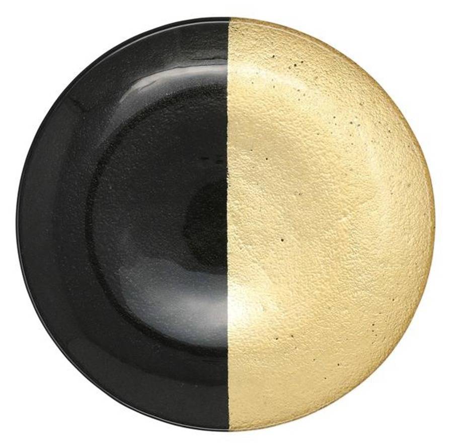 Two-Tone Black and Gold Dinner Plate by Vietri-1