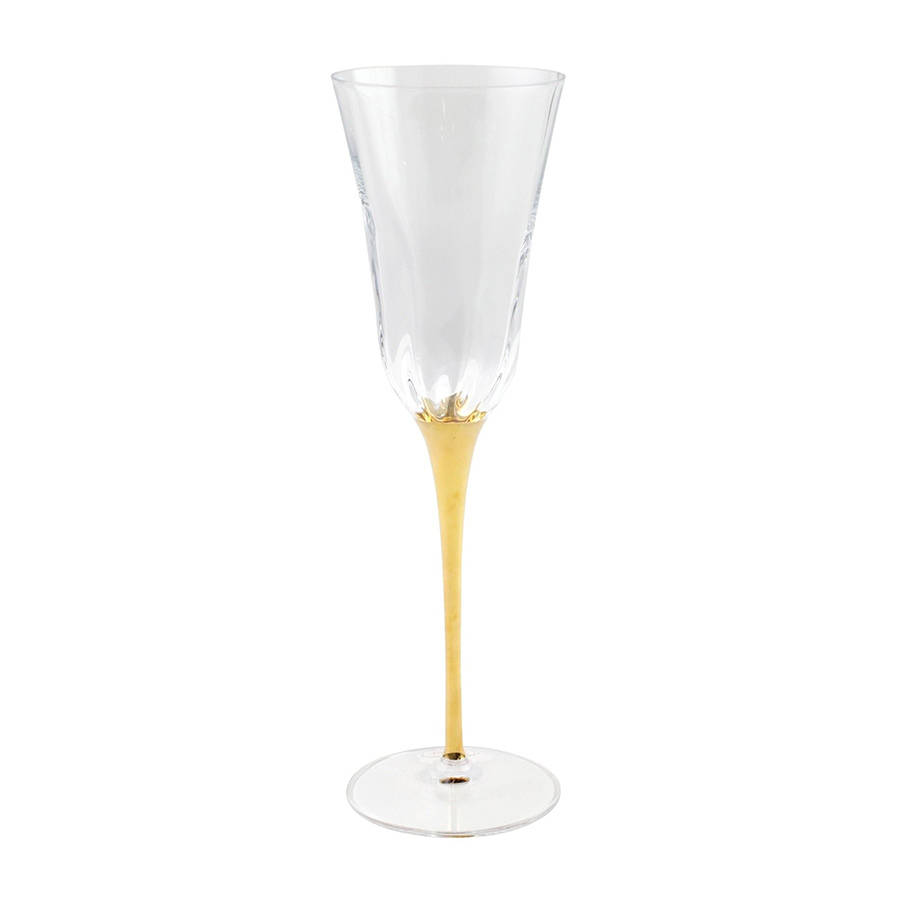 Optical Gold Stem Fluted Champagne by Vietri-1
