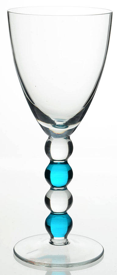 Dot Glass Blue Water/Wine Goblet by Vietri-1