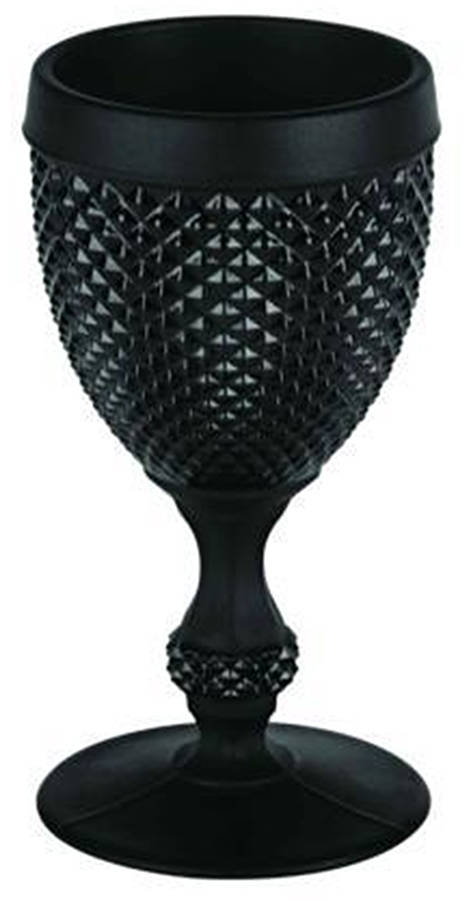 Bicos Frosted Black Water Goblet by Vista Alegre-1