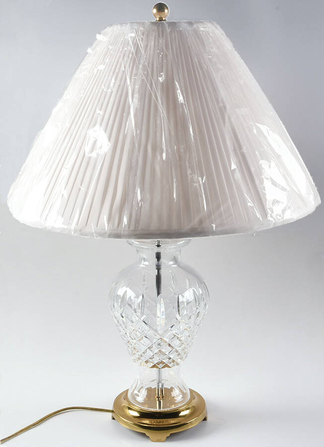 Araglin 27" Electric Lamp & White Shade by Waterford Crystal-1
