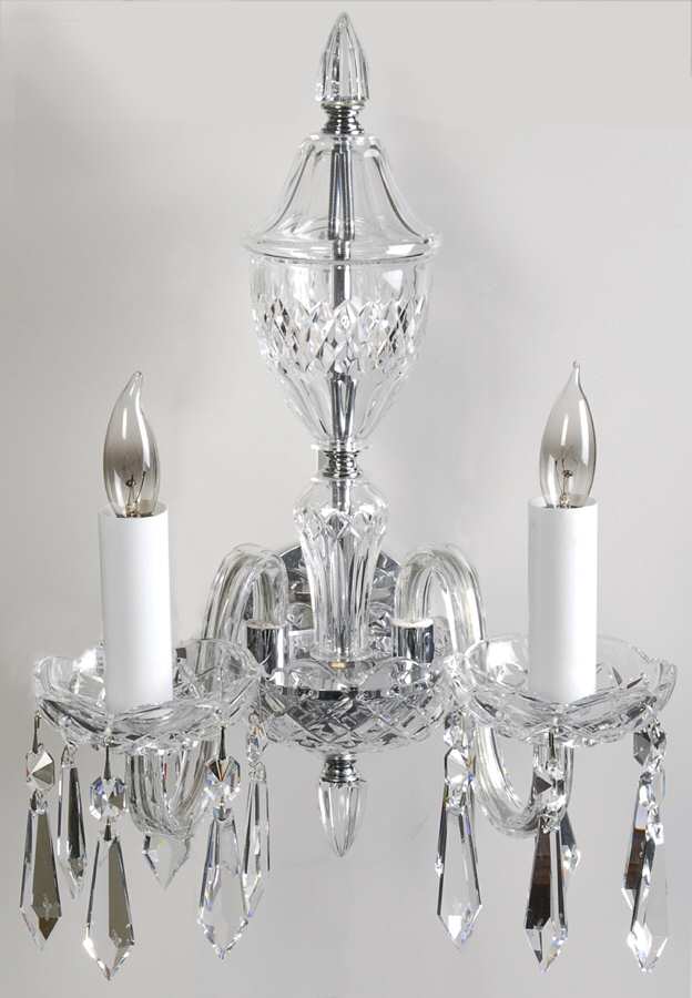 Ashbourne (Cut) 2 Arm Electric Wall Sconce by Waterford Crystal-1