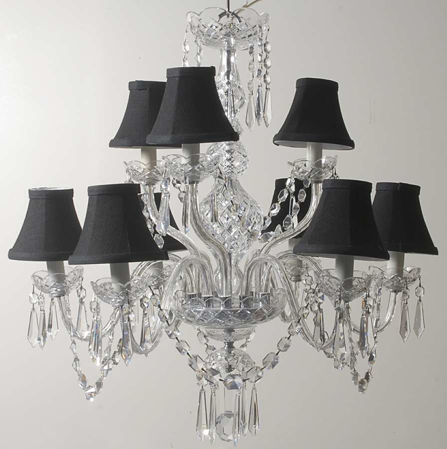 Ashbourne (Cut) 9 Arm Chandelier with Shades by Waterford Crystal-1