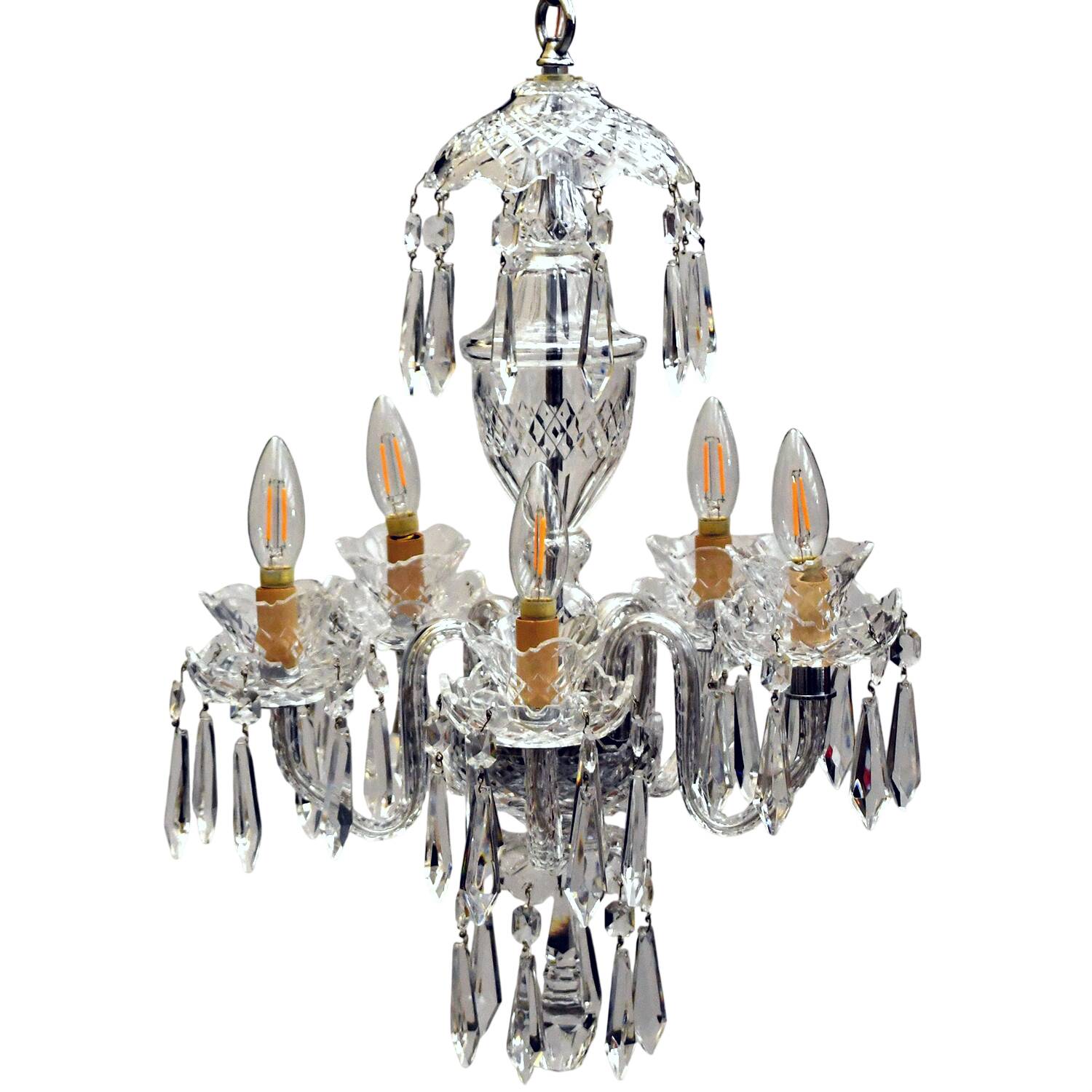 Avoca (Cut Base) 5 Arm Chandelier by Waterford Crystal-1